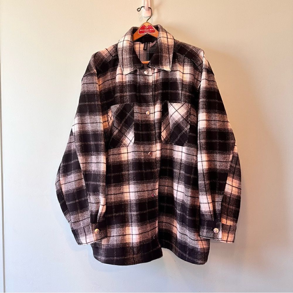 Black and White Plaid Shacket Jacket